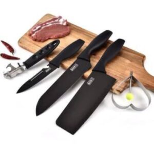 5-piece kitchen knife set Bone chopping knife - Meat and fish knife - Vegetable knife - Fruit peeler - Kitchen scissors - knife set, kitchen