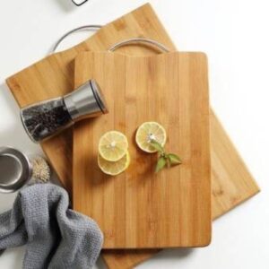 Antibacterial Natural Bamboo Cutting Board with Anti-Mold and Sweat Hook, bamboo cutting board, wooden cutting board, natural